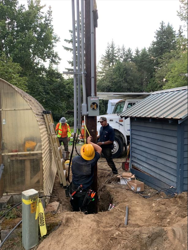 Emergency Utility Pole Replacement being installed by Double D Electrical Crew